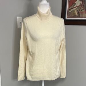 Charter Club NWT 2-ply Cashmere Ivory Turtleneck Long Sleeve Sweater Large READ